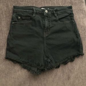 Black obey women’s high waist cut off shorts